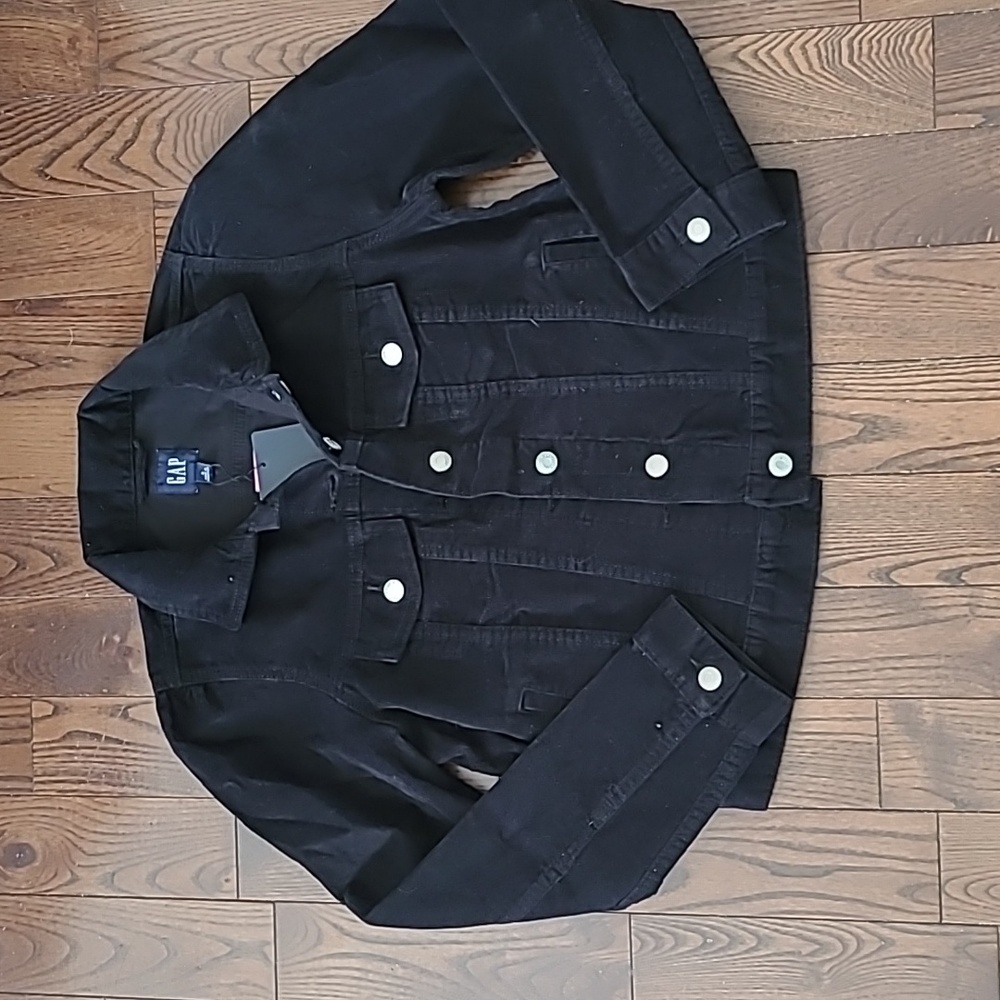 NWT GAP women corduroy jacket puff sleeve size small black